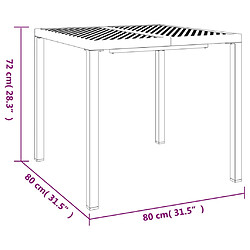 vidaXL Table de jardin anthracite 80x80x72 cm acier pas cher