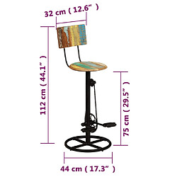 vidaXL Tabourets de bar lot de 2 bois de récupération massif pas cher