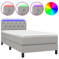 Sommier à lattes et LED,Cadre à lattes de lit avec matelas pour Adulte Gris clair 80x200cm -MN45592