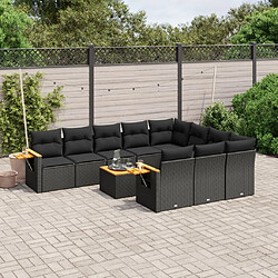 Maison Chic Salon de jardin 11 pcs avec coussins | Ensemble de Table et chaises | Mobilier d'Extérieur noir résine tressée -GKD75565