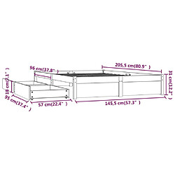 vidaXL Cadre de lit sans matelas avec tiroirs blanc 140x200 cm pas cher