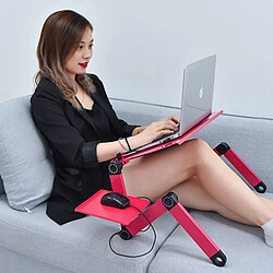 Universal Table d'ordinateur portable réglable pour lit portable portable bureau pliable avec porte-notes multifonctionnels de souris pour le bureau du canapé | Bureaux d'ordinateur portable (rose)