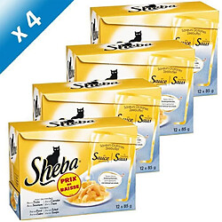 Sheba Mini filets Sachet fraîcheur en sauce - Aux poissons 12 x 85 g (x4)