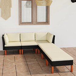 Maison Chic Salon de jardin 6 pcs + coussins - Mobilier/Meubles de jardin - Table et chaises d'extérieur Résine tressée Noir -MN13945