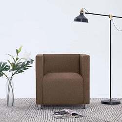 vidaXL Fauteuil cube Marron Tissu