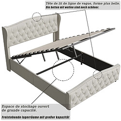 Acheter KILISKY Lit double adulte capitonné 160 x 200cm lit ondulé en velours avec sommier à lattes, blanc