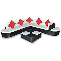 vidaXL Salon de jardin 8 pcs avec coussins résine tressée noir