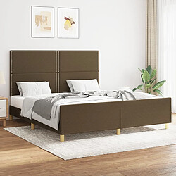 Maison Chic Cadre/structure de lit avec tête de lit pour adulte - Lit Moderne Chambre Marron foncé 160x200 cm Tissu -MN95725