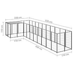 Helloshop26 Chenil extérieur cage enclos parc animaux chien 7,26 m² acier noir 02_0000553 pas cher