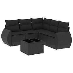 vidaXL Salon de jardin 6 pcs avec coussins noir résine tressée