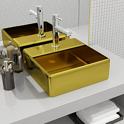 vidaXL Lavabo avec trou pour robinet 38 x 30 x 11,5 cm Céramique Doré