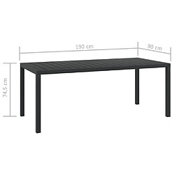 Maison Chic Table de jardin | Table d'extérieur Noir 185 x 90 x 74 cm Aluminium et WPC -GKD28696 pas cher