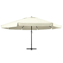 vidaXL Parasol de jardin avec mât en aluminium 600 cm Blanc sable