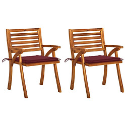 vidaXL Chaises à manger de jardin avec coussins lot de 2 Acacia massif