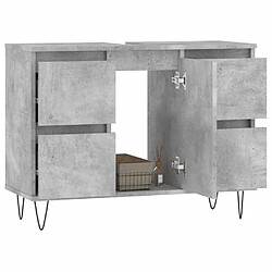 Avis Maison Chic Armoire salle de bain,Meuble de rangement de salle de bain,Meuble haut gris béton 80x33x60cm bois d'ingénierie -GKD224298