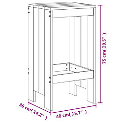 vidaXL Tabourets de bar lot de 2 40x36x75 cm bois massif Douglas pas cher