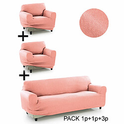 Housse de canapé Sofakover Pocket Trio Romeo 3 Unités - Rose clair