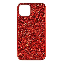 Avizar Coque iPhone 13 Design Paillettes Rigide Finition Relief Antidérapante Rouge