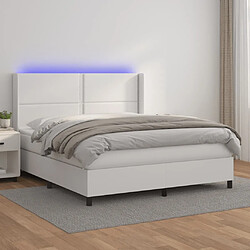 Sommier à lattes et matelas LED,Cadre à lattes de lit pour Adulte Blanc 160x200 cm Similicuir -MN16788