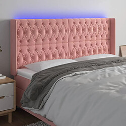 vidaXL Tête de lit à LED Rose 203x16x118/128 cm Velours