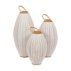 BigBuy Home Lanterne Beige Naturel Bambou Verre 36 x 36 x 56 cm