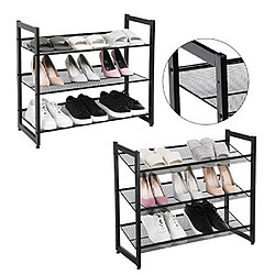 SONGMICS Étagère à Chaussures Métallique 3 Tablettes superposé Angle réglable Montage Facile pour 9 Paires 74 x 30,7 x 62,8 cm (L x l x h) Noire LMR03B