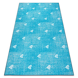 RUGSX Tapis pour enfants HEARTS Jeans, vintage cœurs - turquoise 100x150 cm