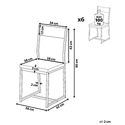 Avis Beliani Chaise de salle à manger Set de 6 Bois foncé LAREDO