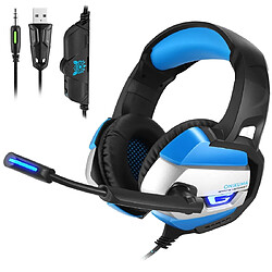 Wewoo Casque noir et bleu pour PS4, Smartphone, Tablette, Ordinateur, Ordinateur Portable + Deep Bass Gaming avec Microphone LED Lumière