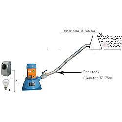 Micro Hydro Turbine Electrique 500W 220V 115 / 230V Hautes Eaux, Débit d'eau 4 - 6 l/s, Tête d'eau 13 - 18 m - Turbine 500W Turgo Générateur