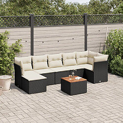 Maison Chic Ensemble Tables et chaises d'extérieur 8 pcs avec coussins,Salon de jardin noir résine tressée -GKD951005