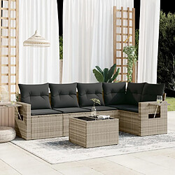 vidaXL Salon de jardin 6 pcs avec coussins gris clair résine tressée