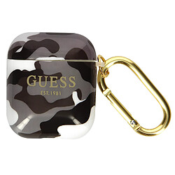 Guess Maroquinerie Étui AirPods Silicone Semi-rigide Design Camouflage Guess - Gris