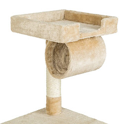 Helloshop26 Arbre à chat griffoir grattoir niche jouet animaux peluché beige 141 cm 08_0000513