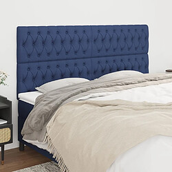 vidaXL Têtes de lit 4 pcs Bleu 90x7x78/88 cm Tissu