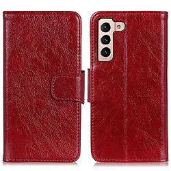 Etui en PU texture nappa, fermeture magnétique rouge pour votre Samsung Galaxy S22