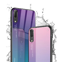 Avis Wewoo Coque Pour Huawei P20 Gradient Color Glass Case Violet