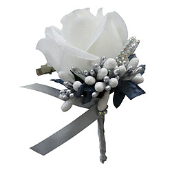 Avis Stimulation Broche Fleur Rose Épingle De Corsage Mariage Blanc et Gris Argent