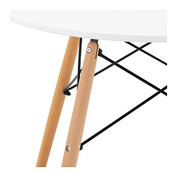 Acheter Helloshop26 Table traverses noires en acier plateau plateau rond diamètre 80 cm blanc 14_0003604