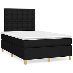 vidaXL Sommier à lattes de lit avec matelas Noir 120x200 cm Tissu