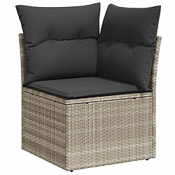 Avis vidaXL Salon de jardin avec coussins 7 pcs gris clair résine tressée