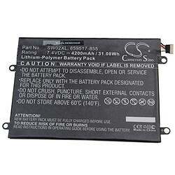 vhbw batterie compatible avec HP Notebook X2 10-P012NS, X2 10-P013NS, X2 10-P013NZ, X2 10-P013TU, 10-P014NF laptop (4200mAh, 7.4V, Li-Polymère, noir)