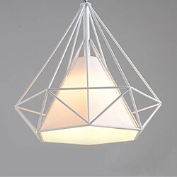 Stoex Retro Plafonnier Industrielle Cage en forme Diamant en Métal Fer Lustre Suspension Luminaire (Blanc)