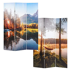 Mendler Paravent photo avec isolation phonique HWC-L55, séparateur de pièce acoustique cloison pare-vue, MVG ~ 180x122cm Waldsee