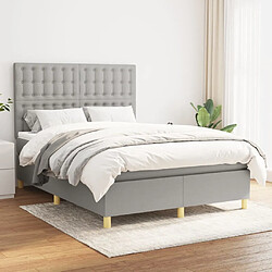 Maison Chic Lit Adulte - Lit simple Lit à sommier tapissier avec matelas moelleux - Meuble de Chambre - Gris clair 140x190cm Tissu -MN99826