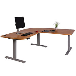 Decoshop26 Bureau d'angle table d'ordinateur réglable en hauteur électriquement 178 x 178 cm structure gris 04_0006033