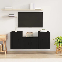 vidaXL Ensemble de meubles TV 3 pcs Noir Bois d'ingénierie