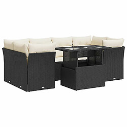 vidaXL Salon de jardin 7 pcs avec coussins noir résine tressée