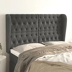 Maison Chic Tête de lit scandinave avec oreilles,meuble de chambre Gris foncé 163x23x118/128 cm Velours -MN27086