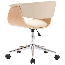 Acheter Helloshop26 Chaise fauteuil siège pivotante de bureau informatique étude bois courbé et similicuir crème 02_0024094